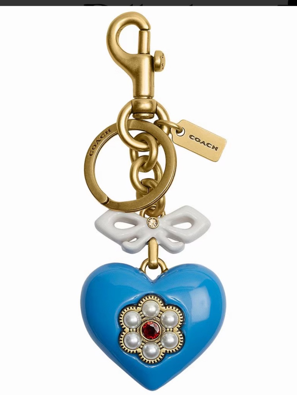 Coach Blue Resin Heart Bag Charm/ Keychain